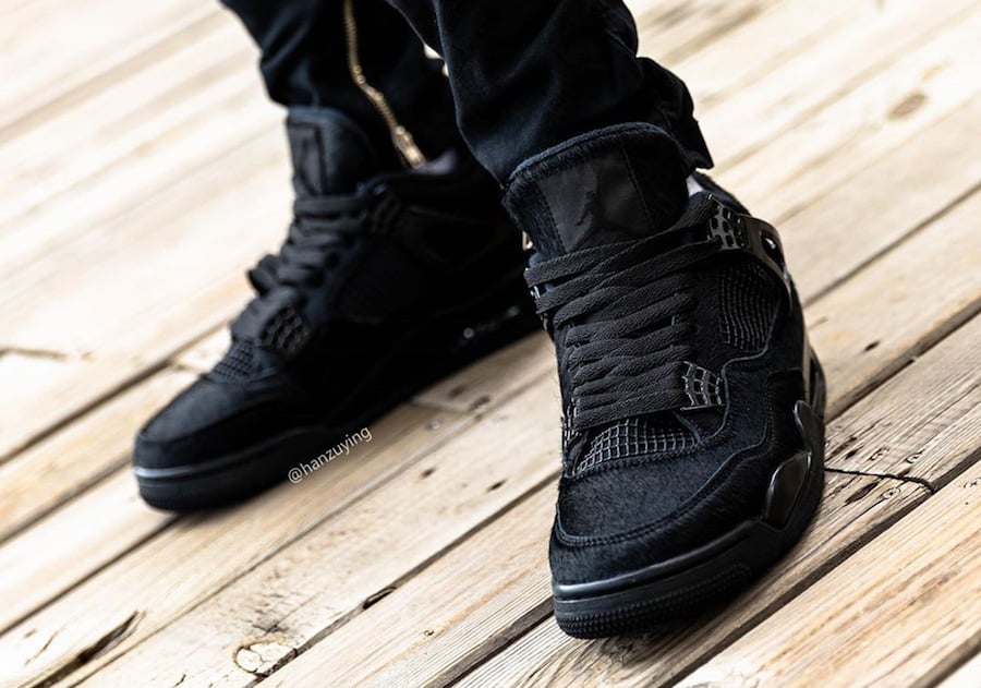 Air Jordan 4 Black Pony Hair CK2925-001 On Feet