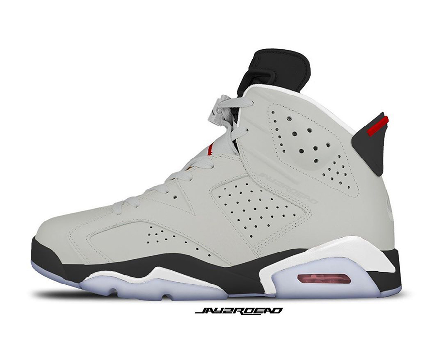 air jordan 6 neutral grey black white true red Women's Shoe