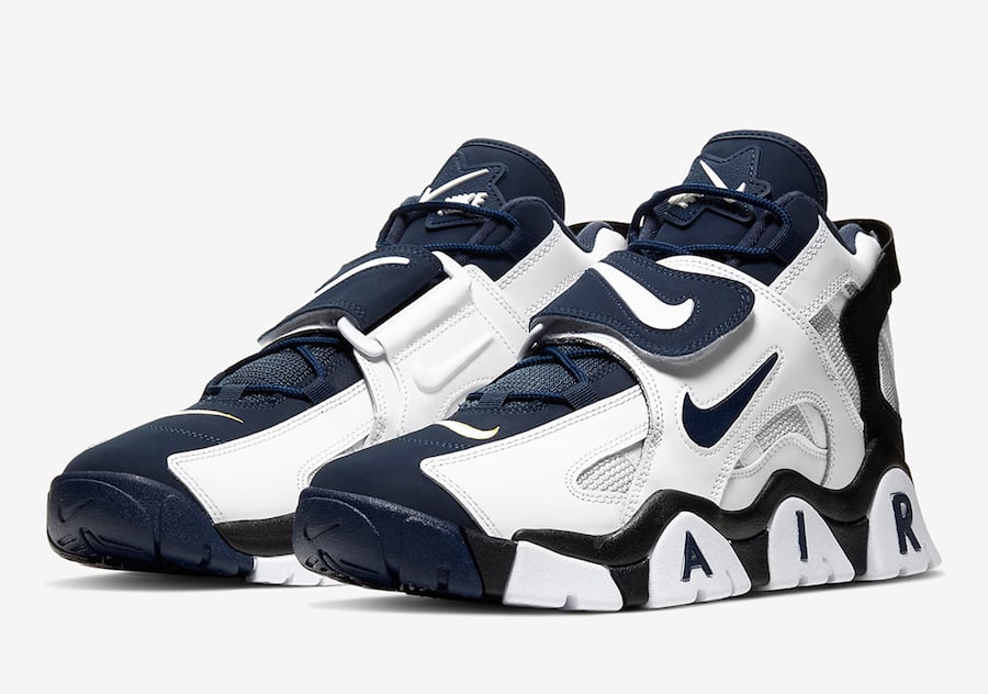 nike air barrage blue and white