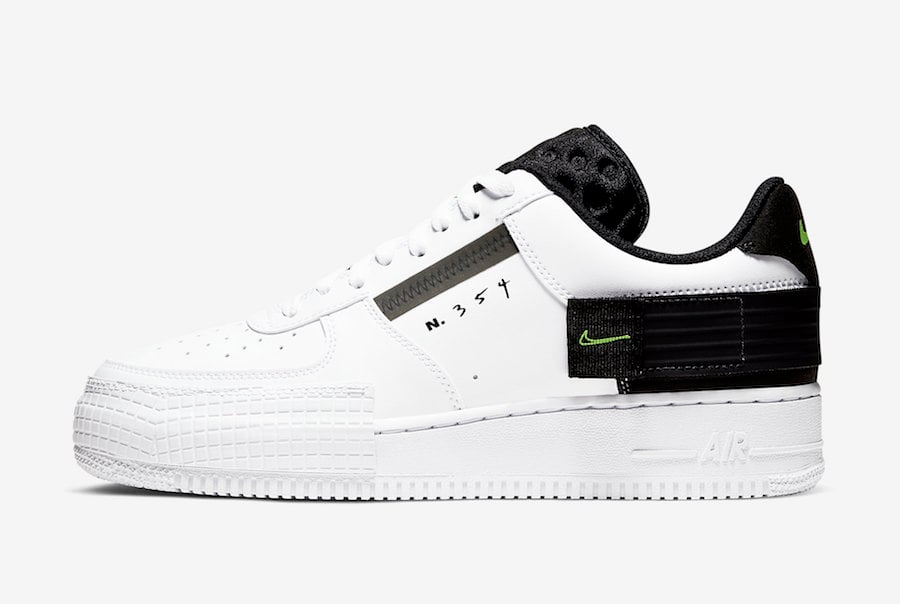 Nike Air Force 1 Type White Black Volt AT7859-101 Release Date Info