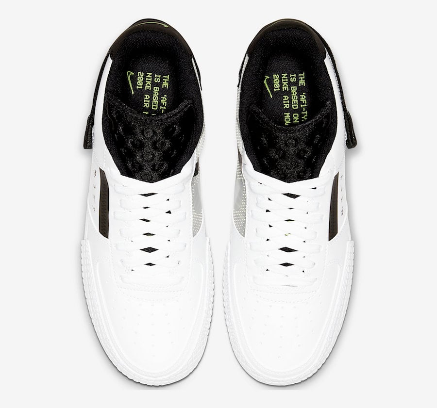 Nike Air Force 1 Type White Black Volt AT7859-101 Release Date Info