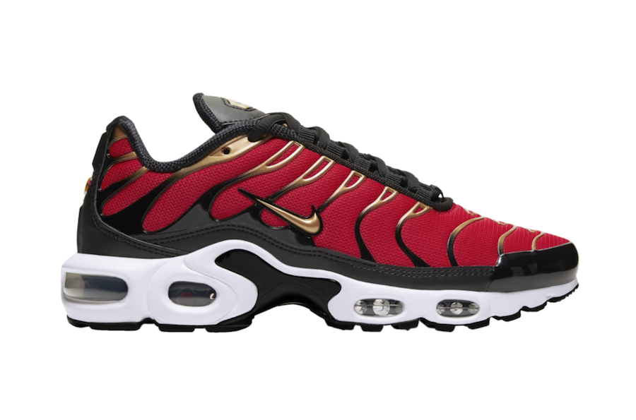 red black and gold air max plus