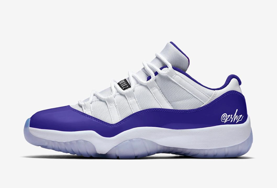 purple and white jordan 11