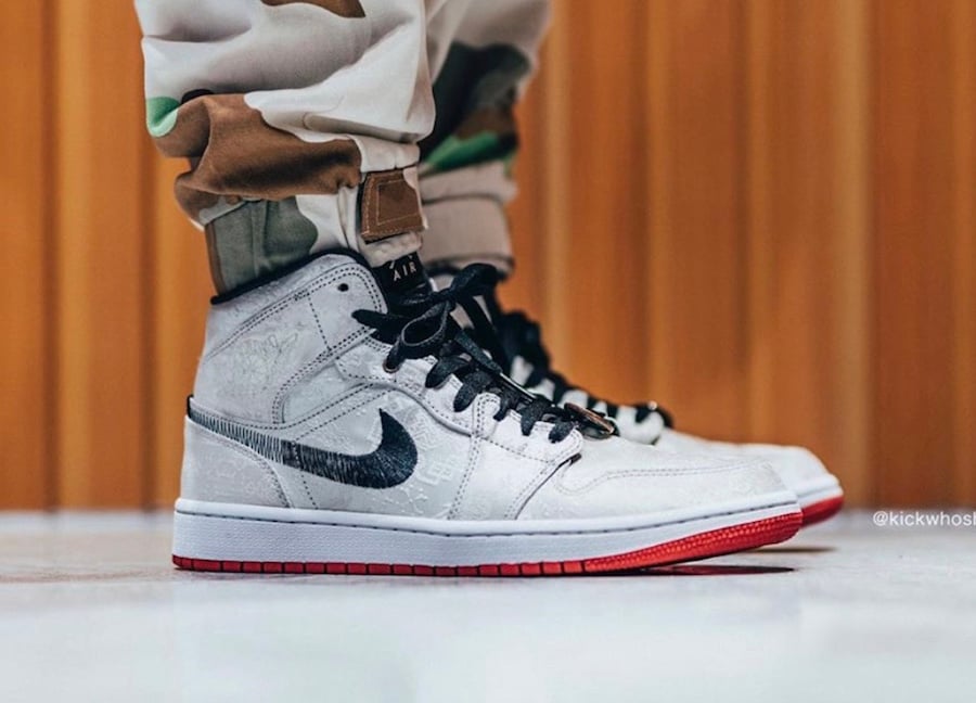 CLOT Air Jordan 1 Mid Fearless CU2804-100 On Feet