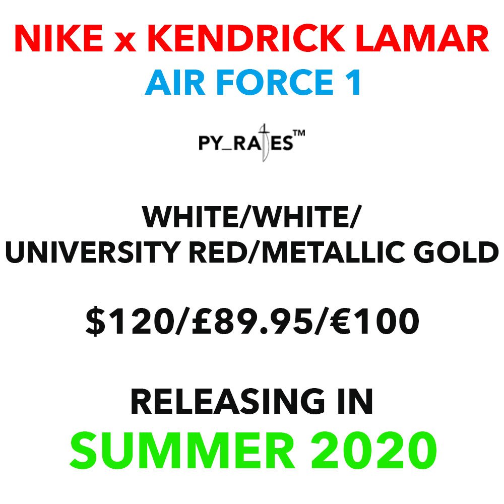 Kendrick Lamar Nike Air Force 1 Low White University Red Metallic Gold Release Date Info