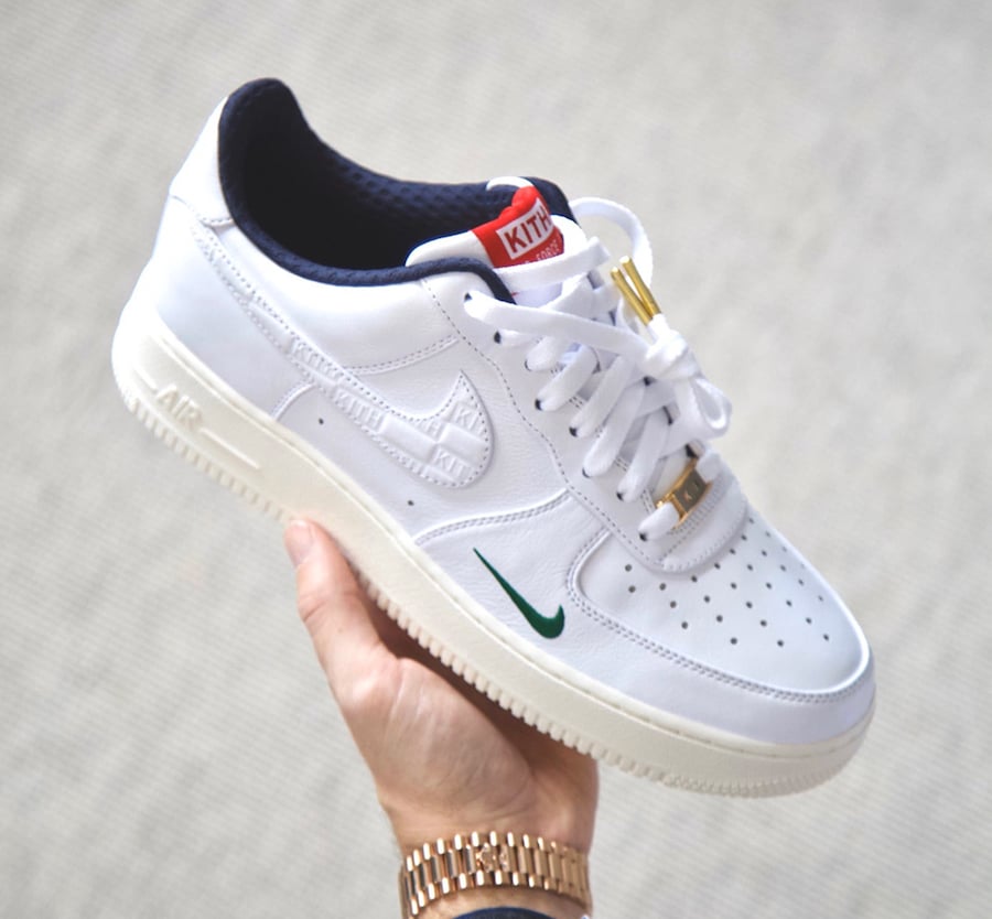 Kith Nike Air Force 1 White University Red Gold Release Date