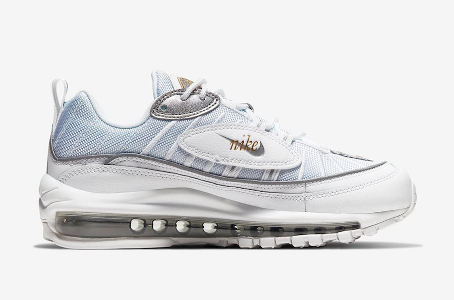 Nike Air Max 98 White Gold Silver CT2547-100 Release Date Info