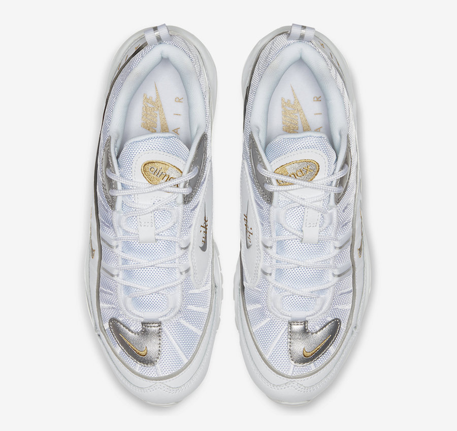 nike air max 98 white silver gold