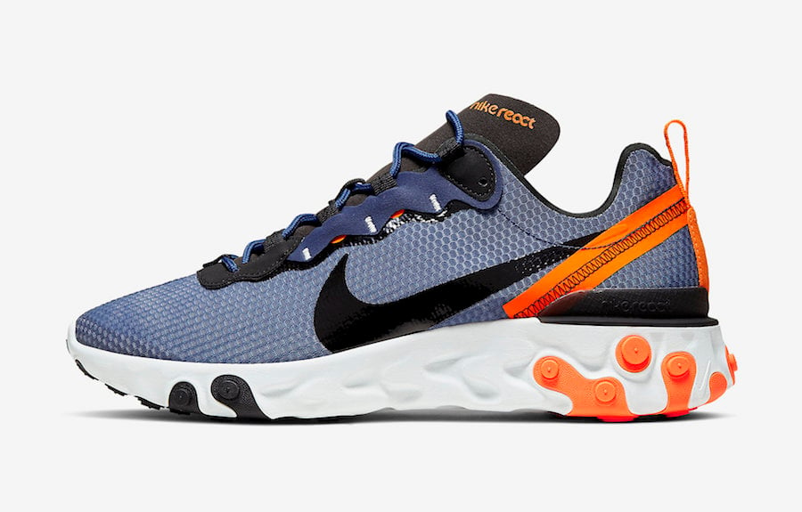 Nike React Element 55 Midnight Navy Total Orange CI3831-400 Release Date Info