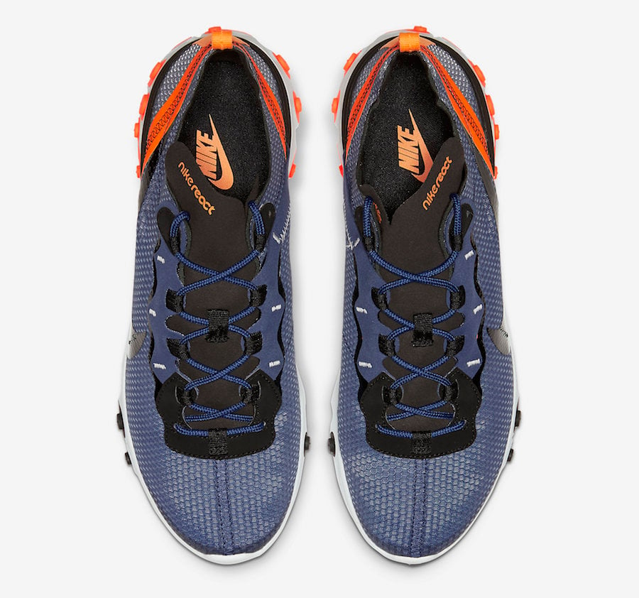 Nike React Element 55 Midnight Navy Total Orange CI3831-400 Release Date Info