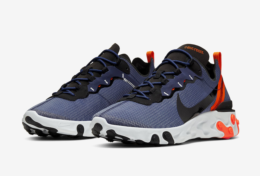 This Nike React Element 55 Features Midnight Navy and Total Orange