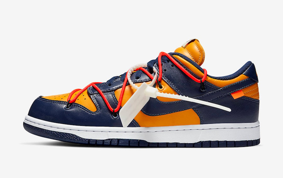 Off-White Nike Dunk Low Gold Navy CT0856-700 Release Date Info