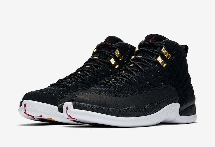 jordan 12 mens black and gold