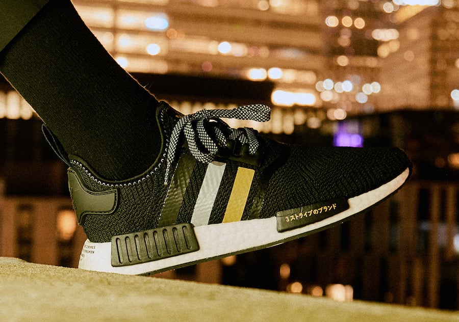 adidas nmd r1 white black gold