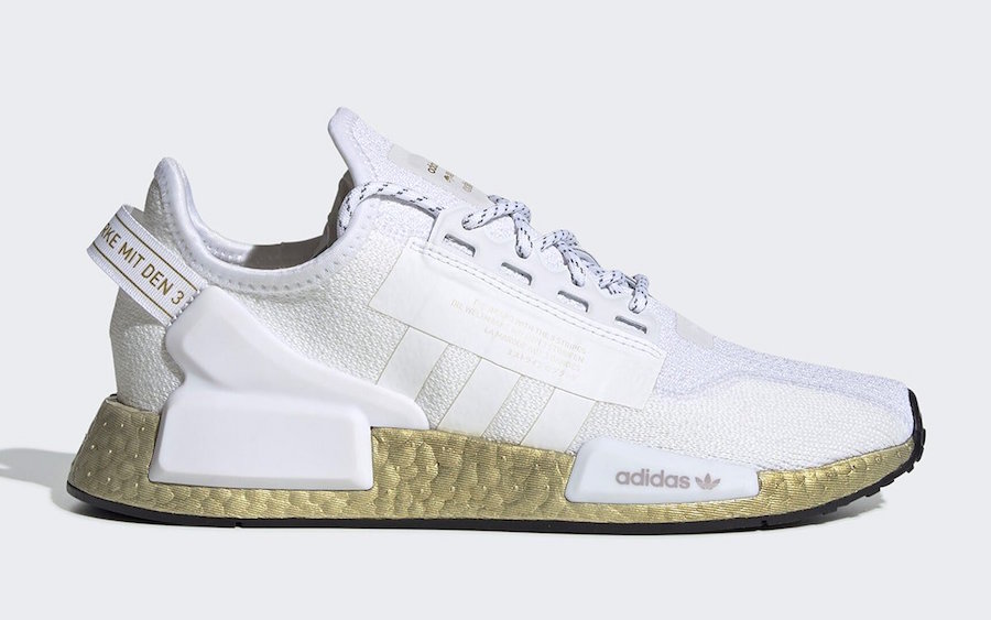 adidas nmd r1 white black gold