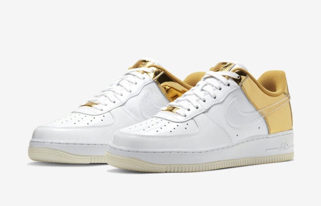nike air force 1 metallic gold white