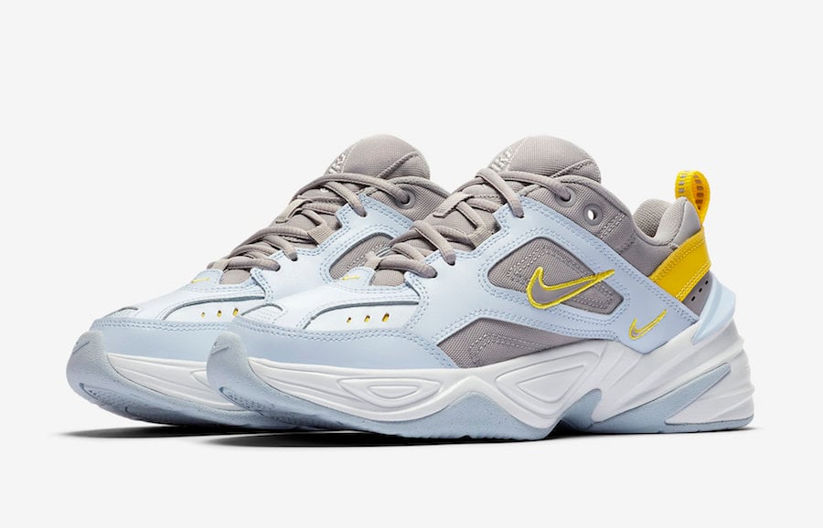 nike m2k tekno sneakers in pastel pink and blue