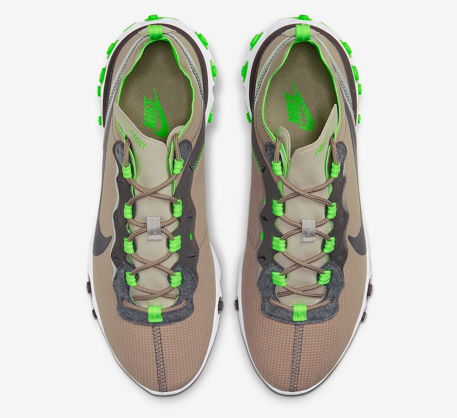 Nike React Element 55 Khaki Lime Green CQ4600-201 Release Date Info