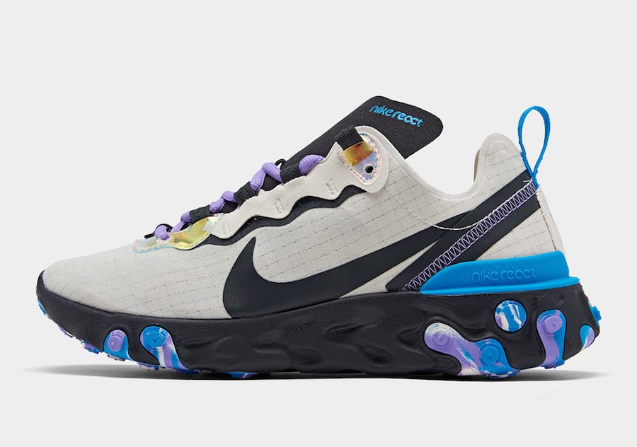 Nike React Element 55 Off Noir Blue Hero Amethyst Tint CT1612-001 Release Date Info