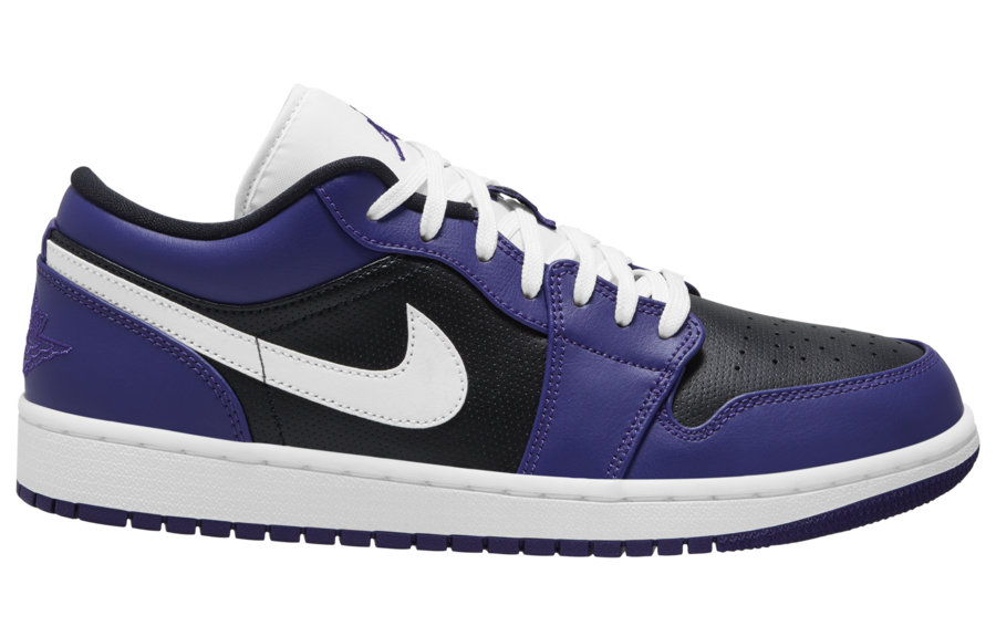 black and purple jordan 1 low