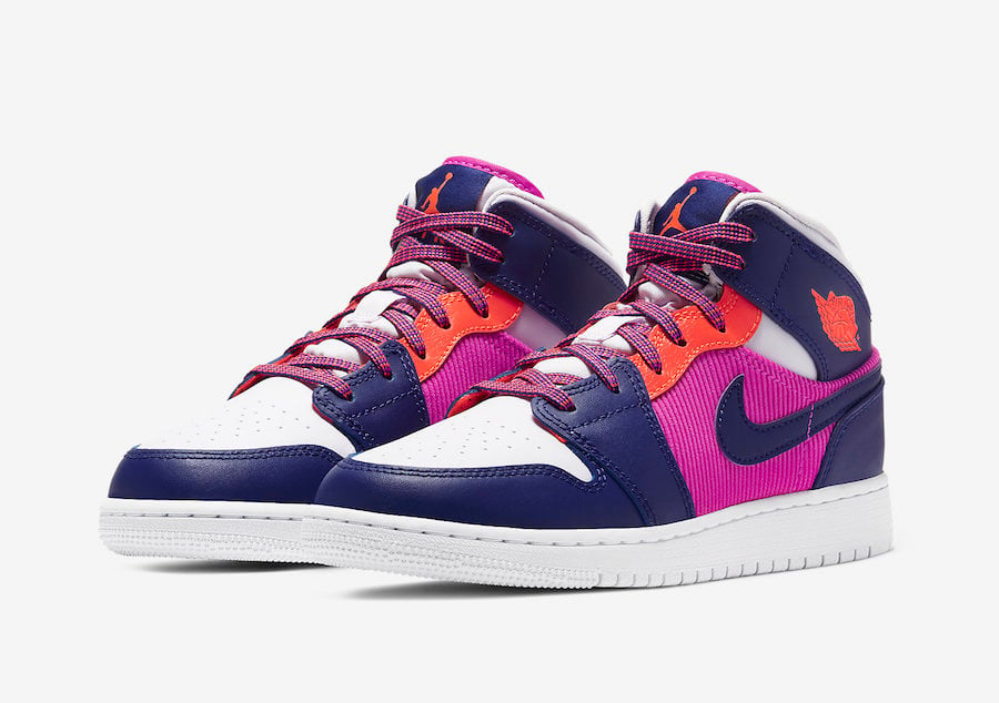 The Air Jordan 1 Mid Releasing with Fire Pink Corduroy