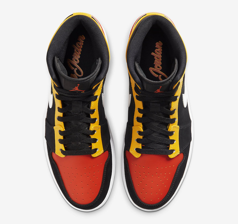 jordan 1 mid black amarillo team orange