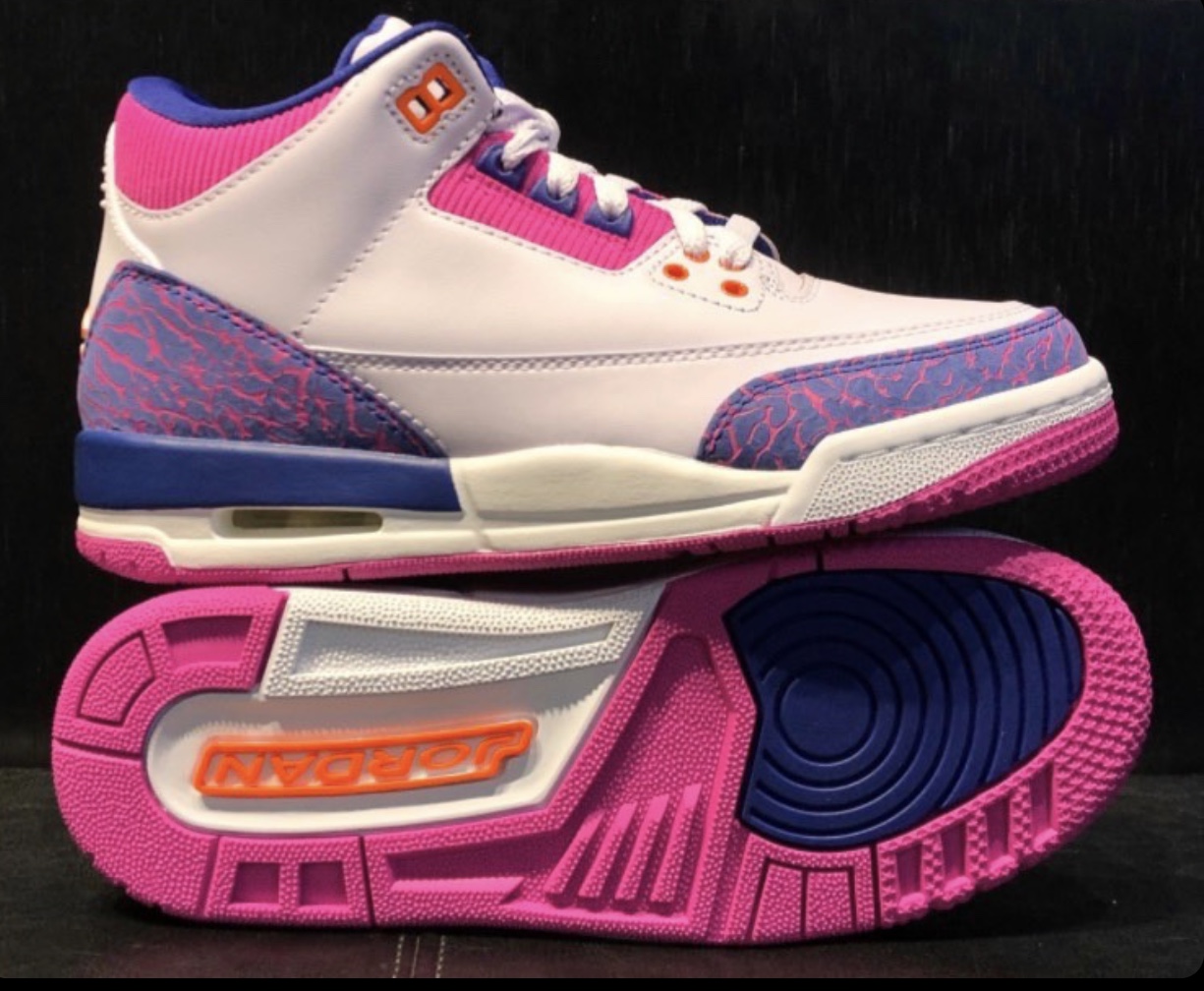 pink and purple jordan 3s