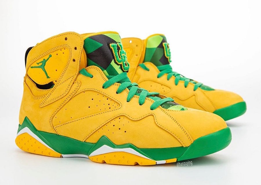 Air Jordan 7 Oregon Ducks Yellow Green