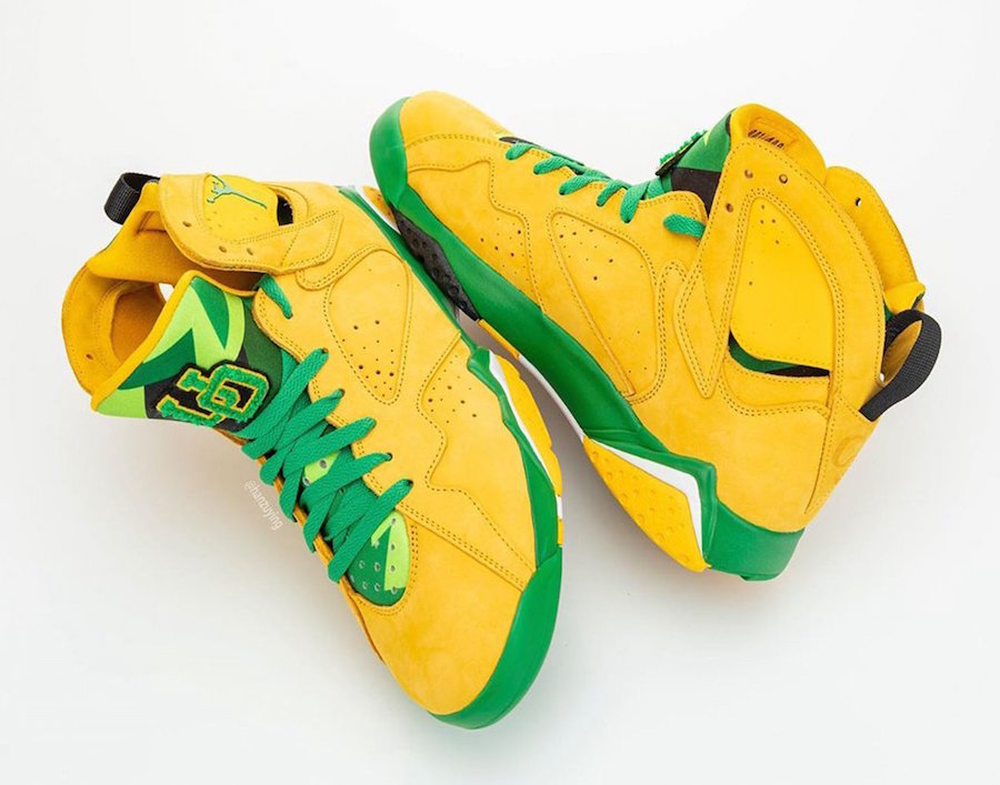 Air Jordan 7 Oregon Ducks Yellow Green