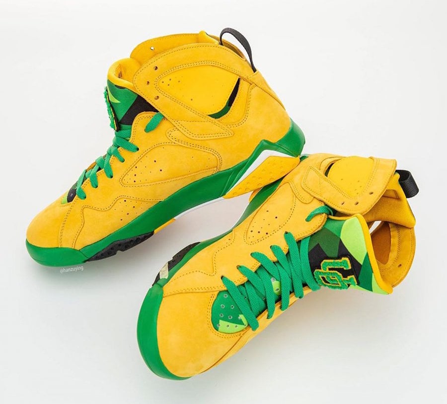 Air Jordan 7 Oregon Ducks Yellow Green