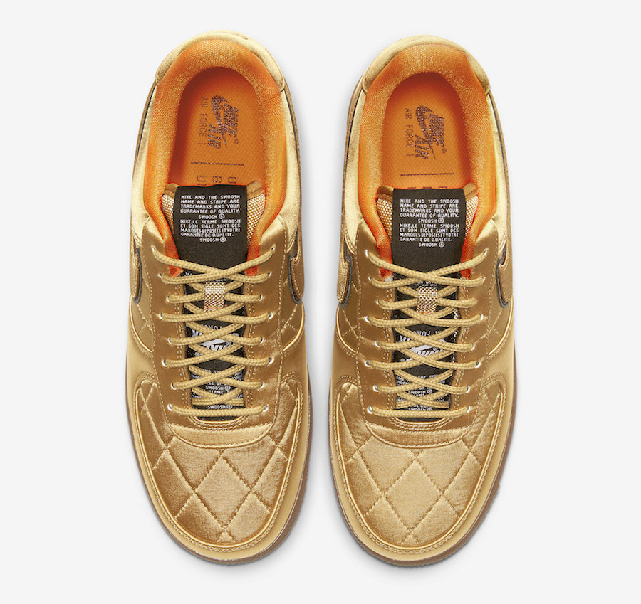 Nike Air Force 1 Low Quilted Gold Flight Jacket CU6724-777 Release Date Info
