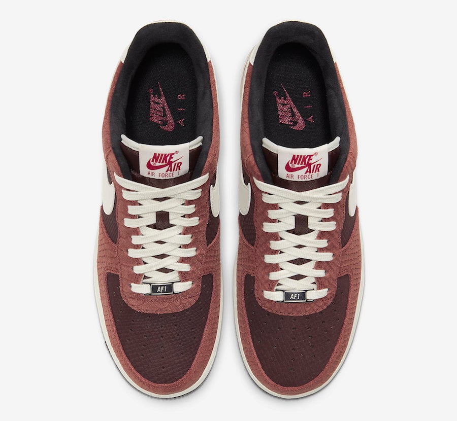 Nike Air Force 1 PRM Red Bark Snakeskin CV5567-200 Release Date Info