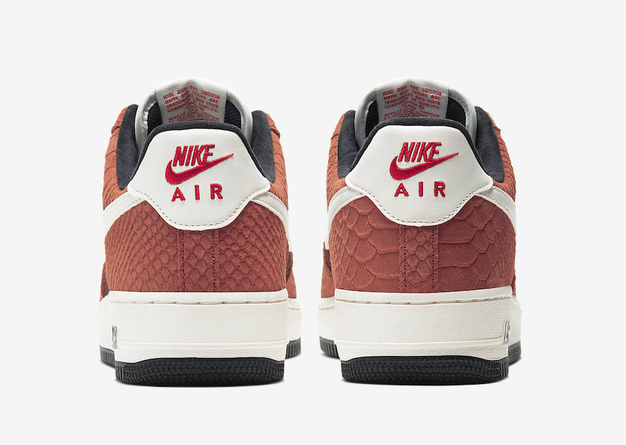 Nike Air Force 1 PRM Red Bark Snakeskin CV5567-200 Release Date Info