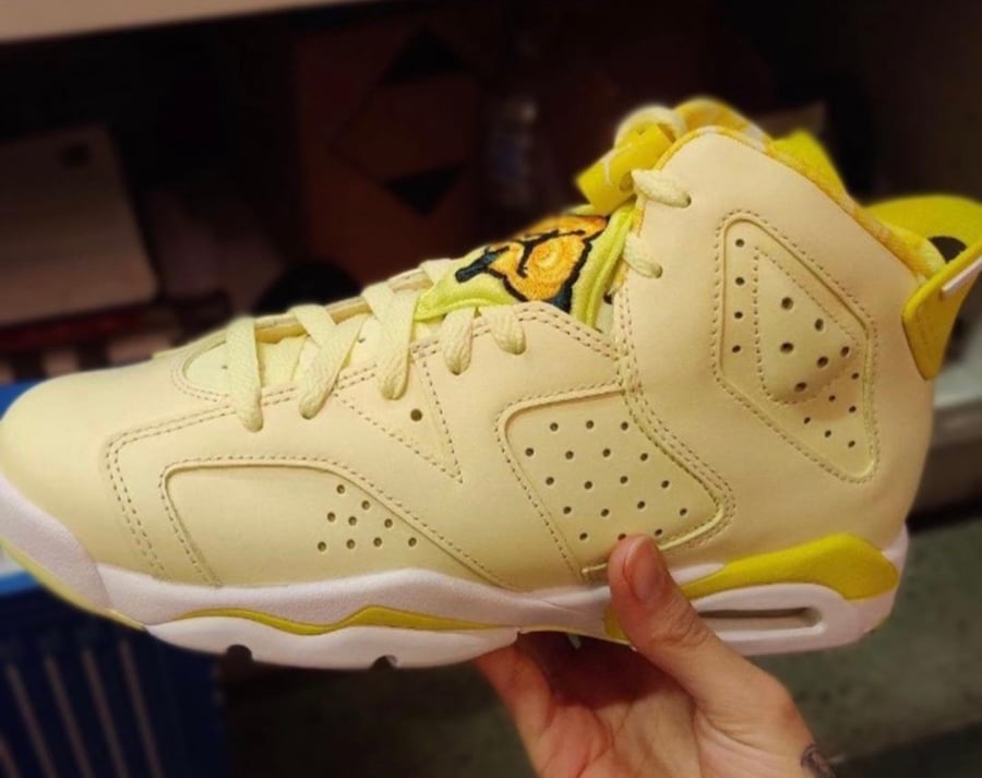 jordans yellow with flowers
