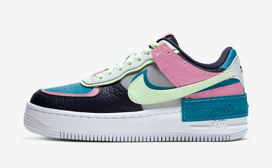 Nike Air Force 1 Shadow Aqua Pink Volt CK3172-001 Release Date Info