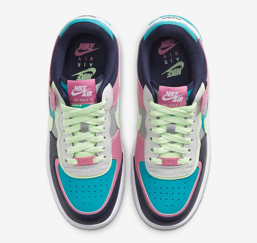 Nike Air Force 1 Shadow Aqua Pink Volt CK3172-001 Release Date Info