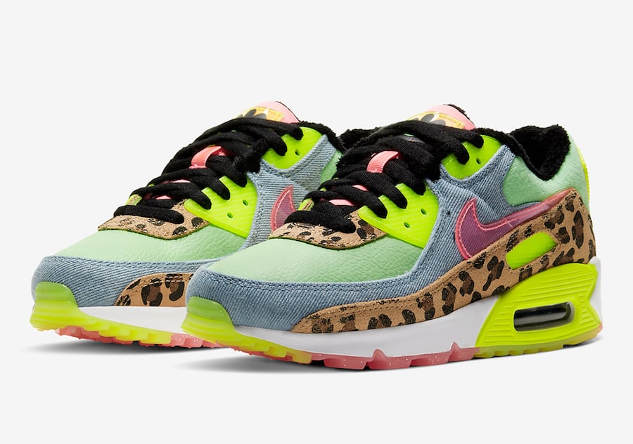 women's nike air max 90 lx illusion green leopard