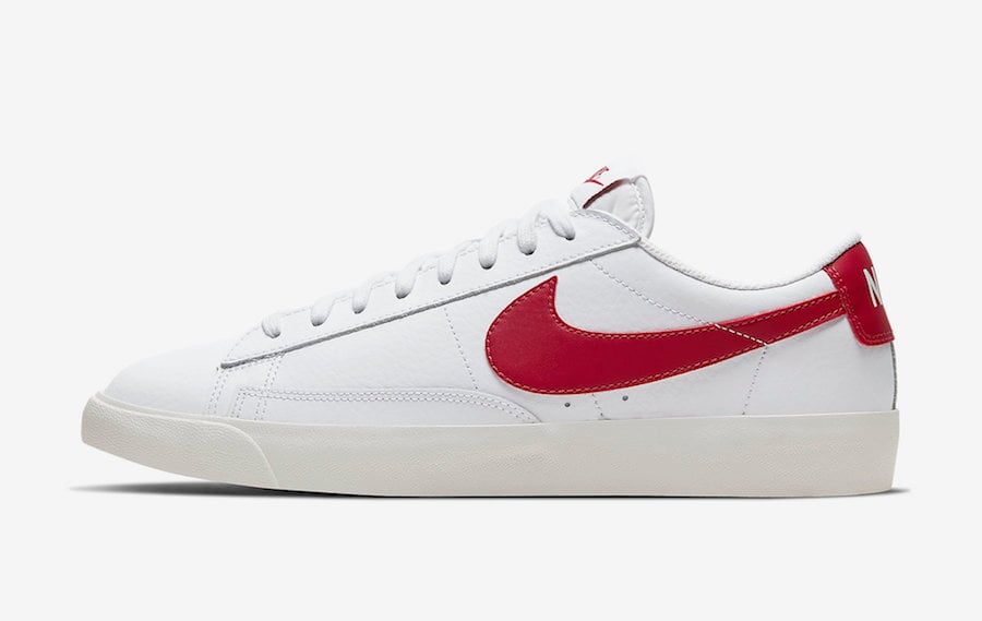 Nike Blazer Low Leather White University Red CI6377-102 Release Date Info