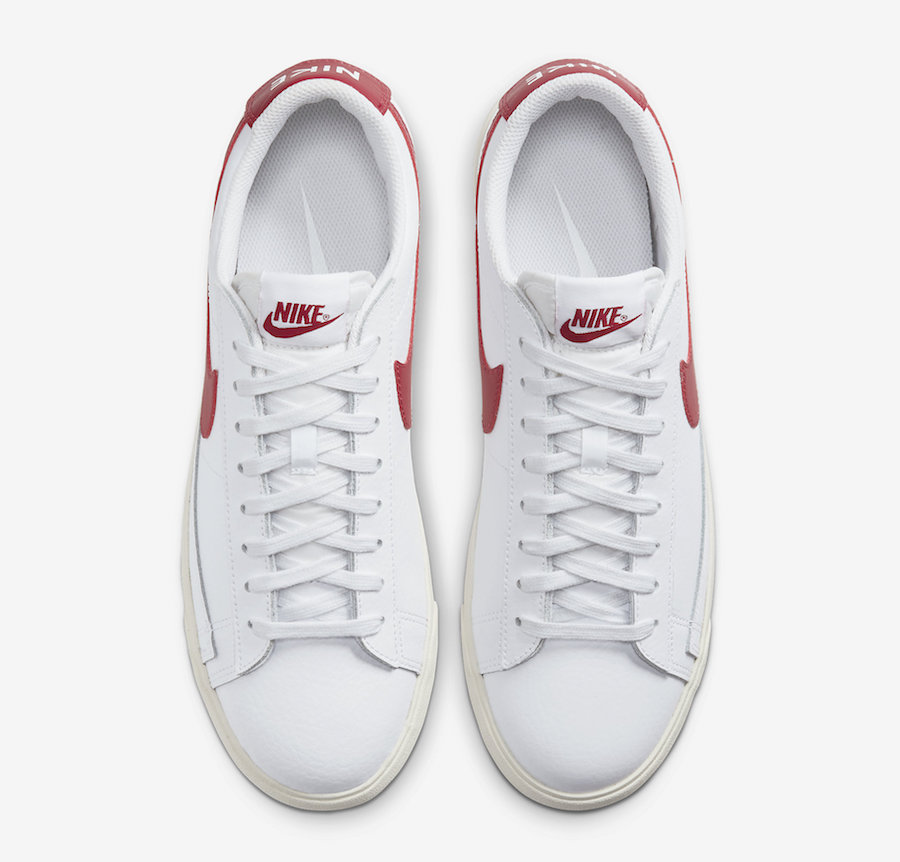 Nike Blazer Low Leather White University Red CI6377-102 Release Date Info