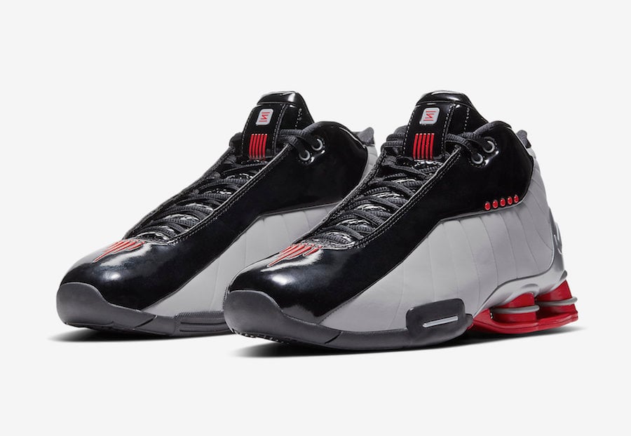 nike shox silver and red