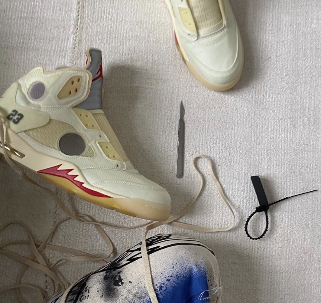 Off-White Air Jordan 5 Sail Red Silver CT8480-100 Release Date