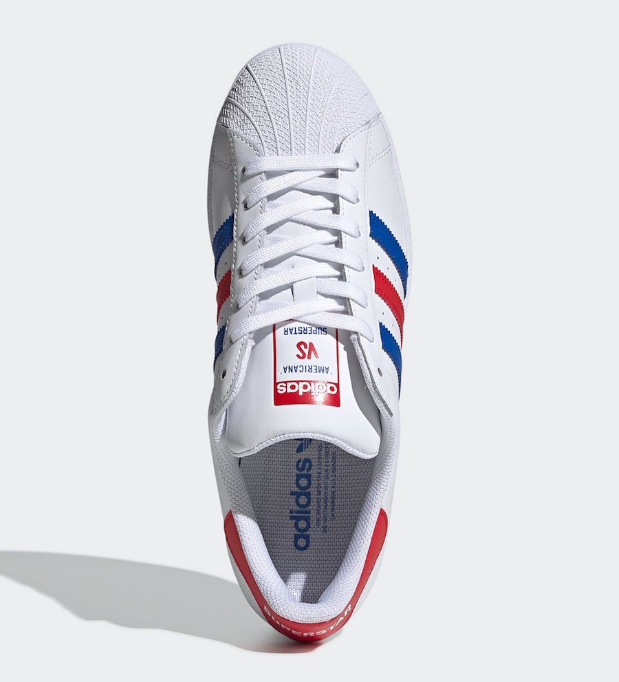 adidas Americana vs. Superstar White Blue Red FV2806 Release Date Info