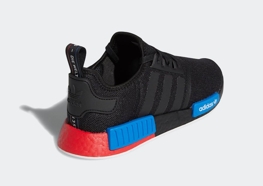 adidas nmd r1 trainers core black lush red