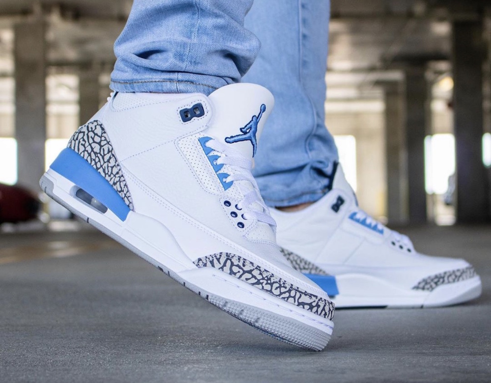 jordan unc 3 on feet