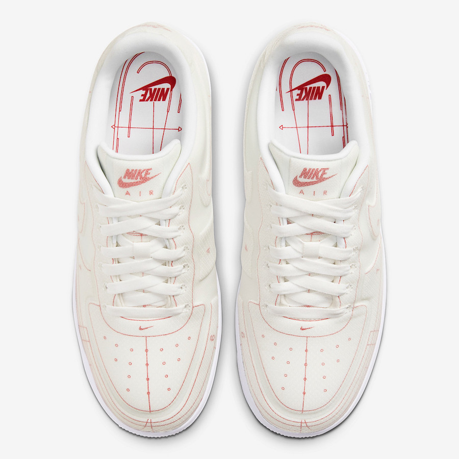 Nike Air Force 1 Low LX Blueprint Summit White University Red CI3445-100 Release Date Info