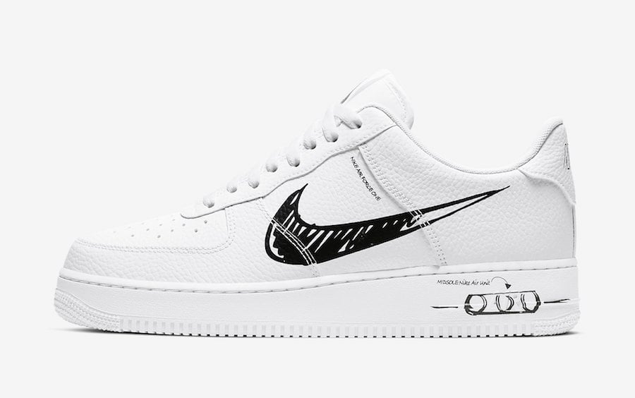 Nike Air Force 1 Low Sketch White Black CW7581-101 Release Date Info