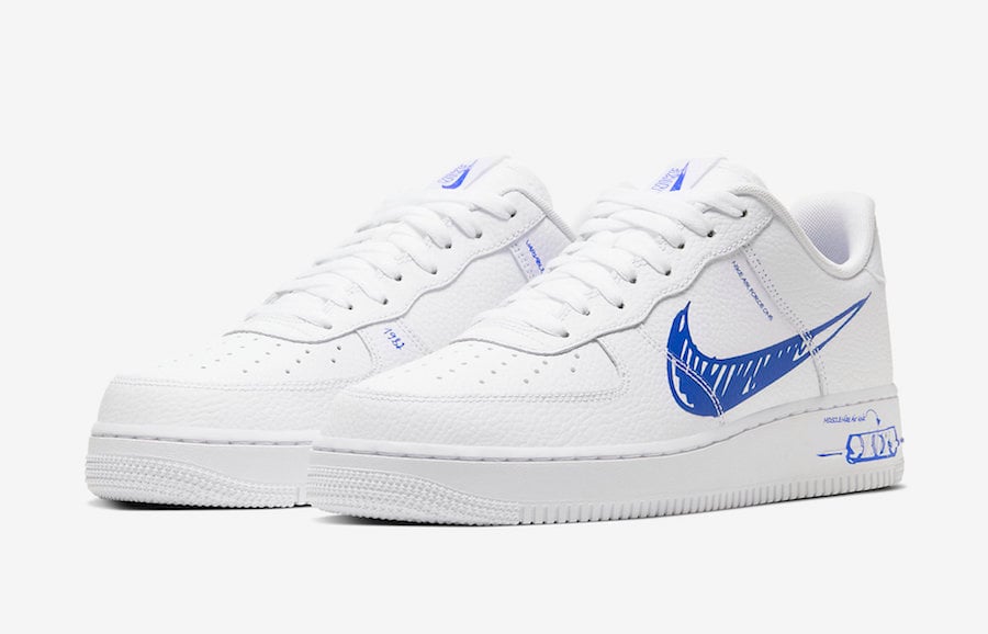 white and royal blue nikes