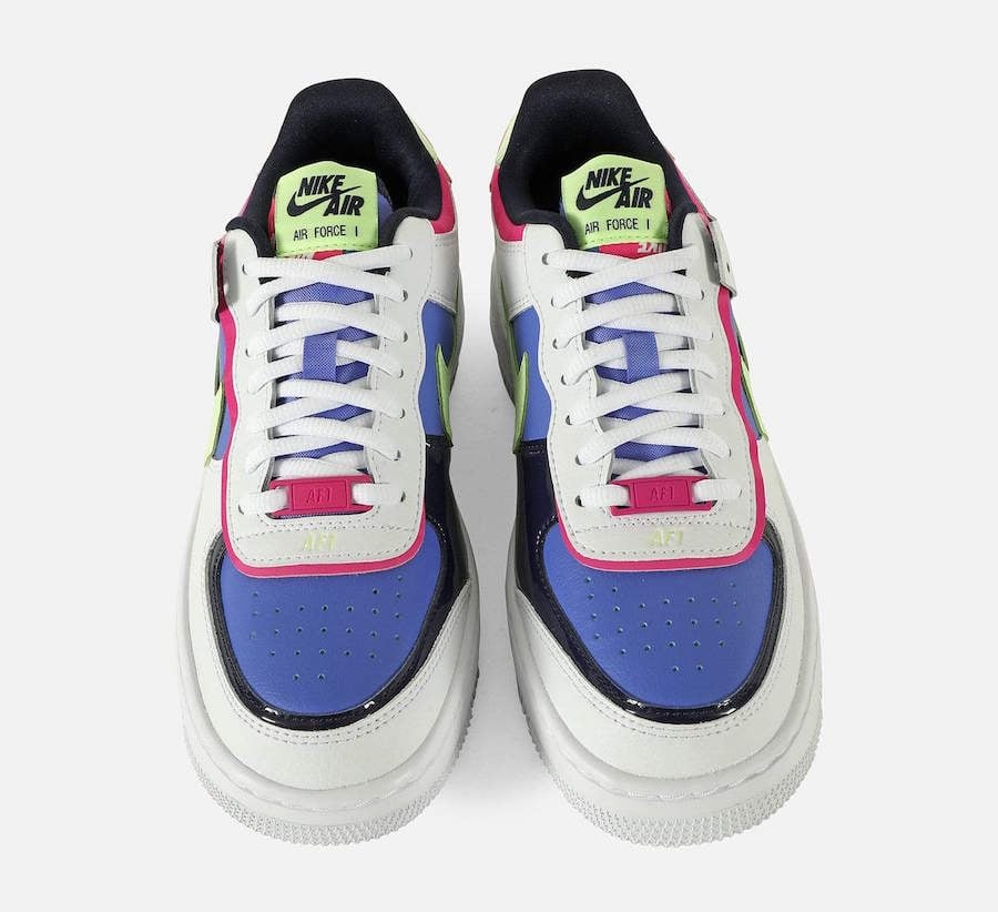 Nike Air Force 1 Shadow White Barely Volt Sapphire Fire Pink CJ1641-100 Release Date Info