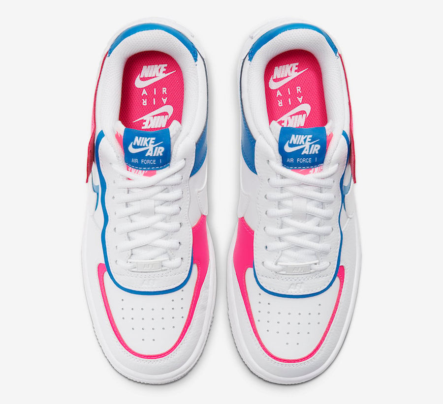 nike air force 1 shadow white blue pink