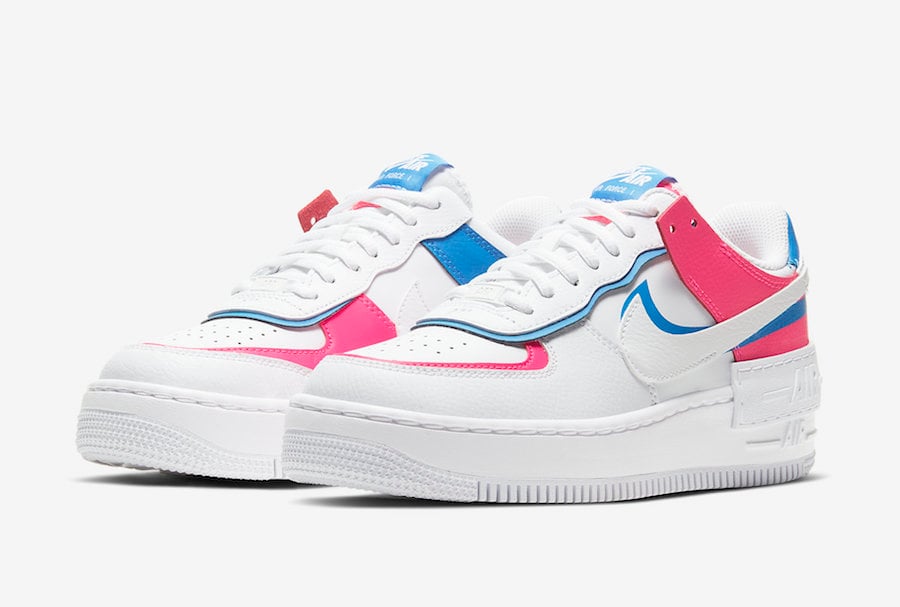Nike Air Force 1 Shadow White Pink Blue 